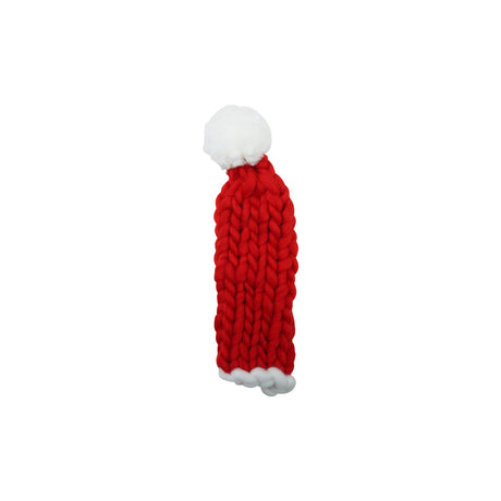 Red & White Knit Fabric Santa Hat Bottle Cover