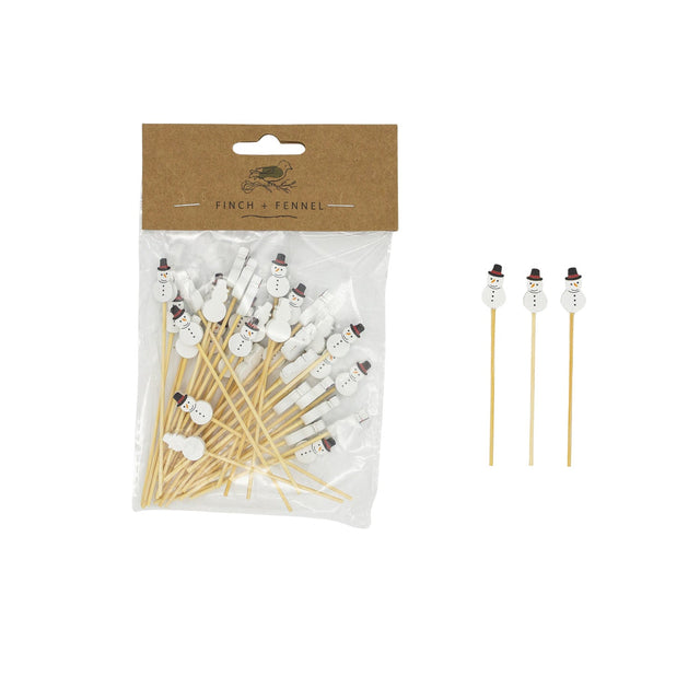 Snowman Bamboo Picks Set of 50