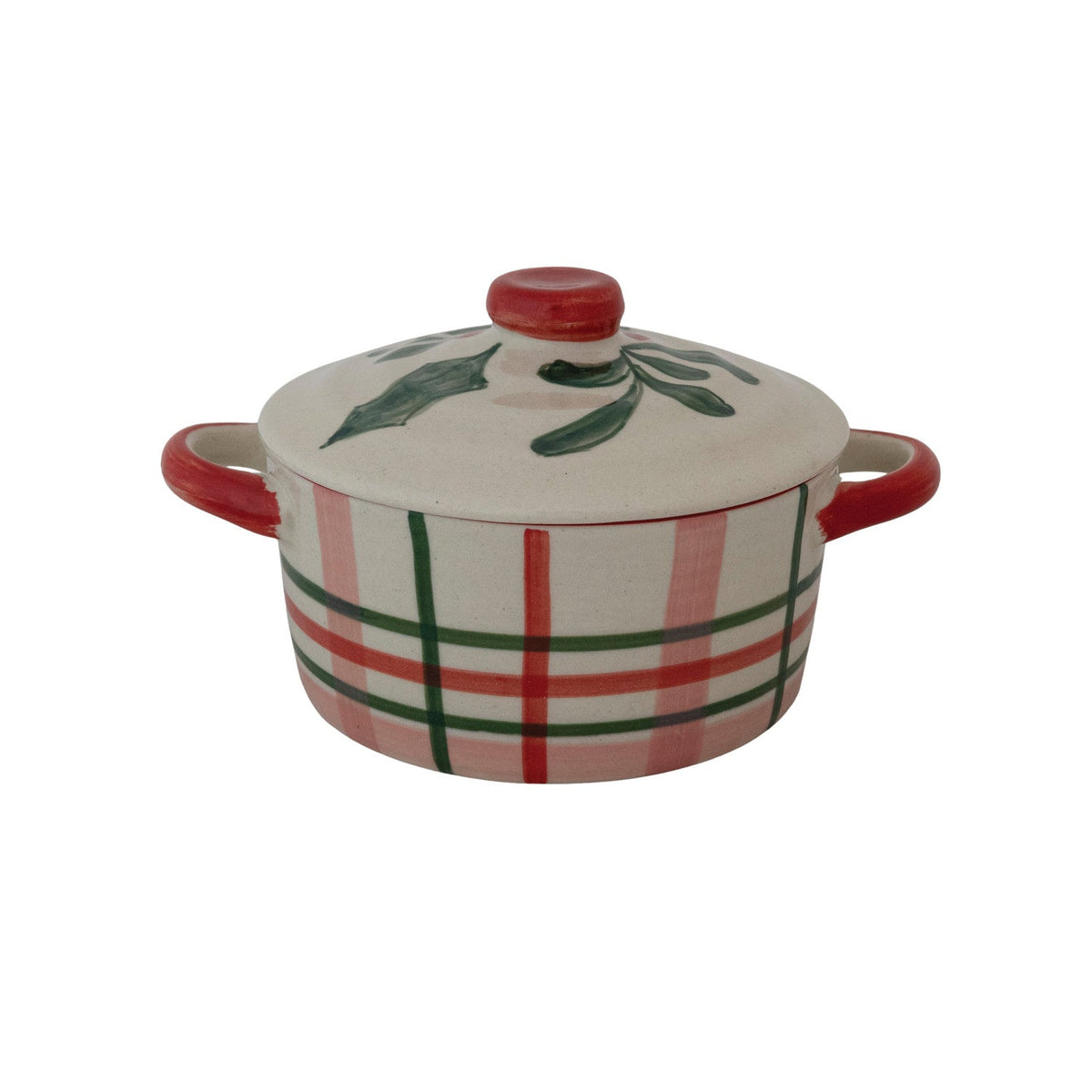 Hand-Painted Holiday Stoneware Baker with Lid