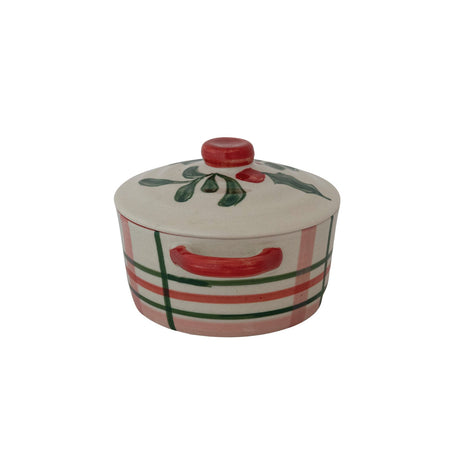 Hand-Painted Holiday Stoneware Baker with Lid
