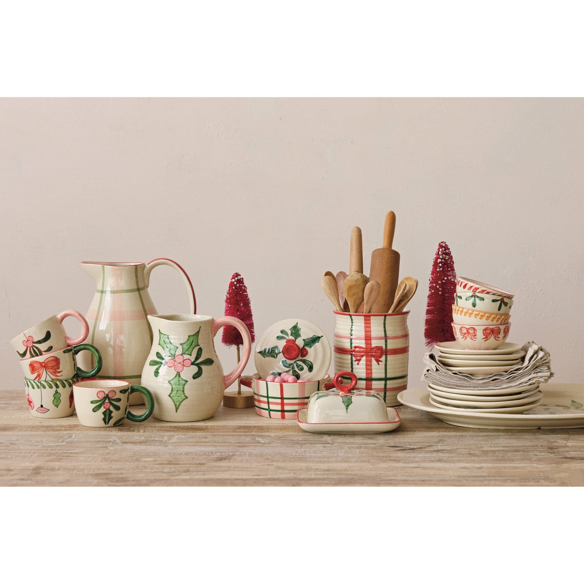 Hand-Painted Holiday Stoneware Baker with Lid