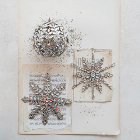 Jewels & Glitter Metal Snowflake Ornament - 2 Styles