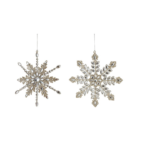 Jewels & Glitter Metal Snowflake Ornament - 2 Styles