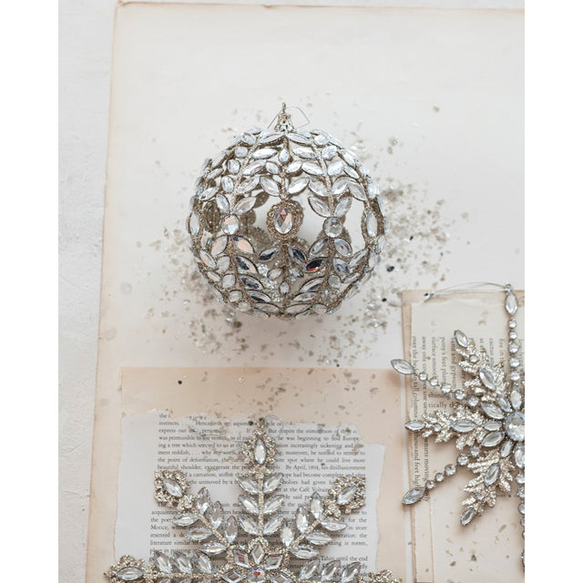 Jewels & Glitter Metal Ball Ornament
