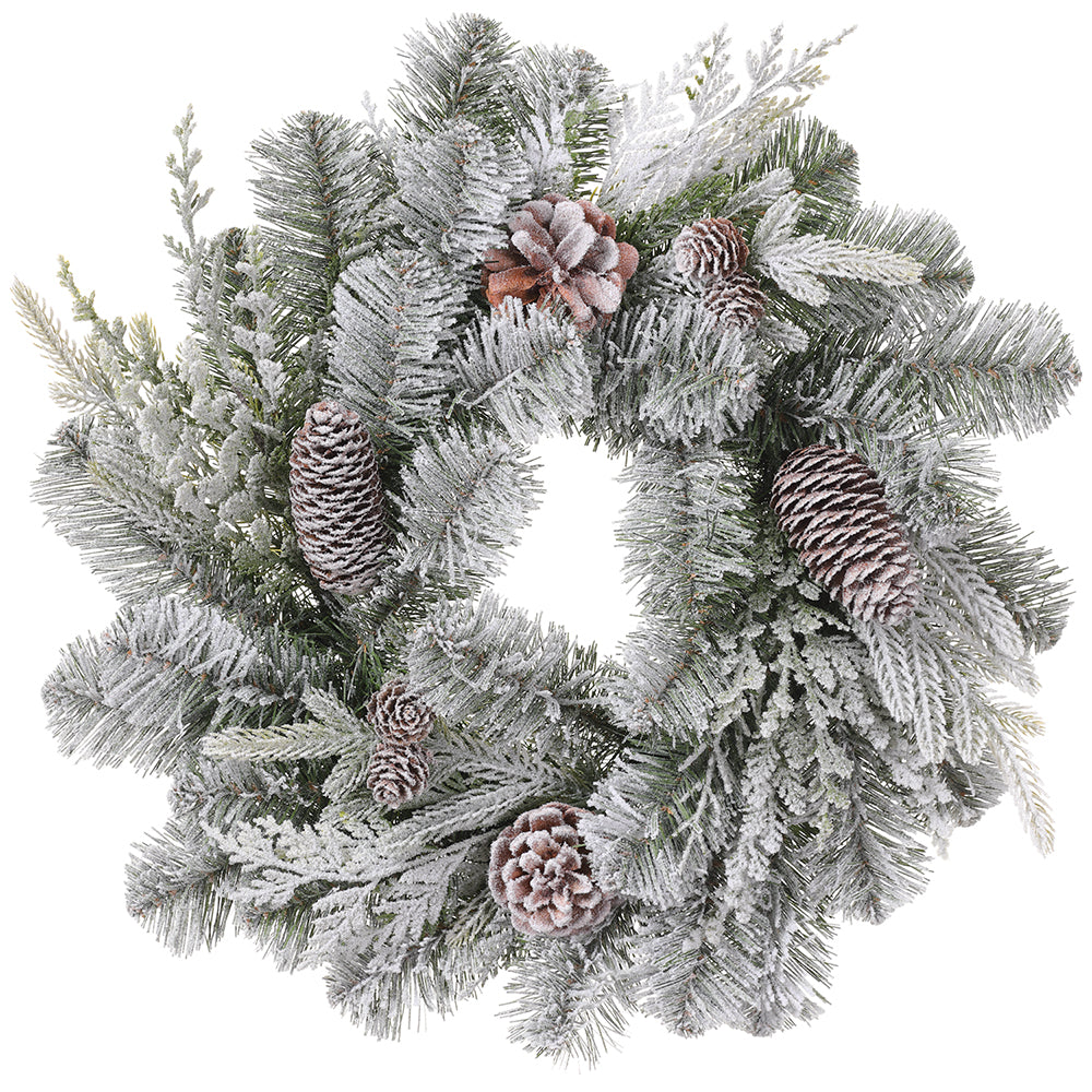 14" Snow Dusted Pine Candle Ring