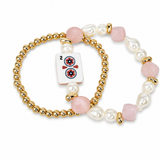 Jade Bamboo Mahjong Tile Beaded Bracelet, 2-Piece Set