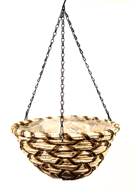 Round Wood Woven Hanging Basket, Snowbird