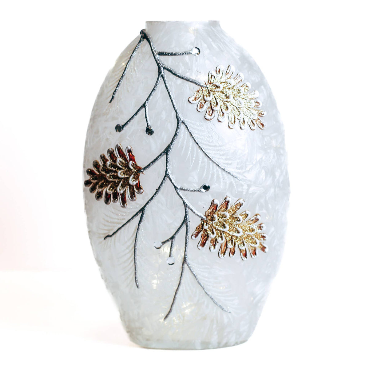 Pinecone Branch Glass Oval Luminary