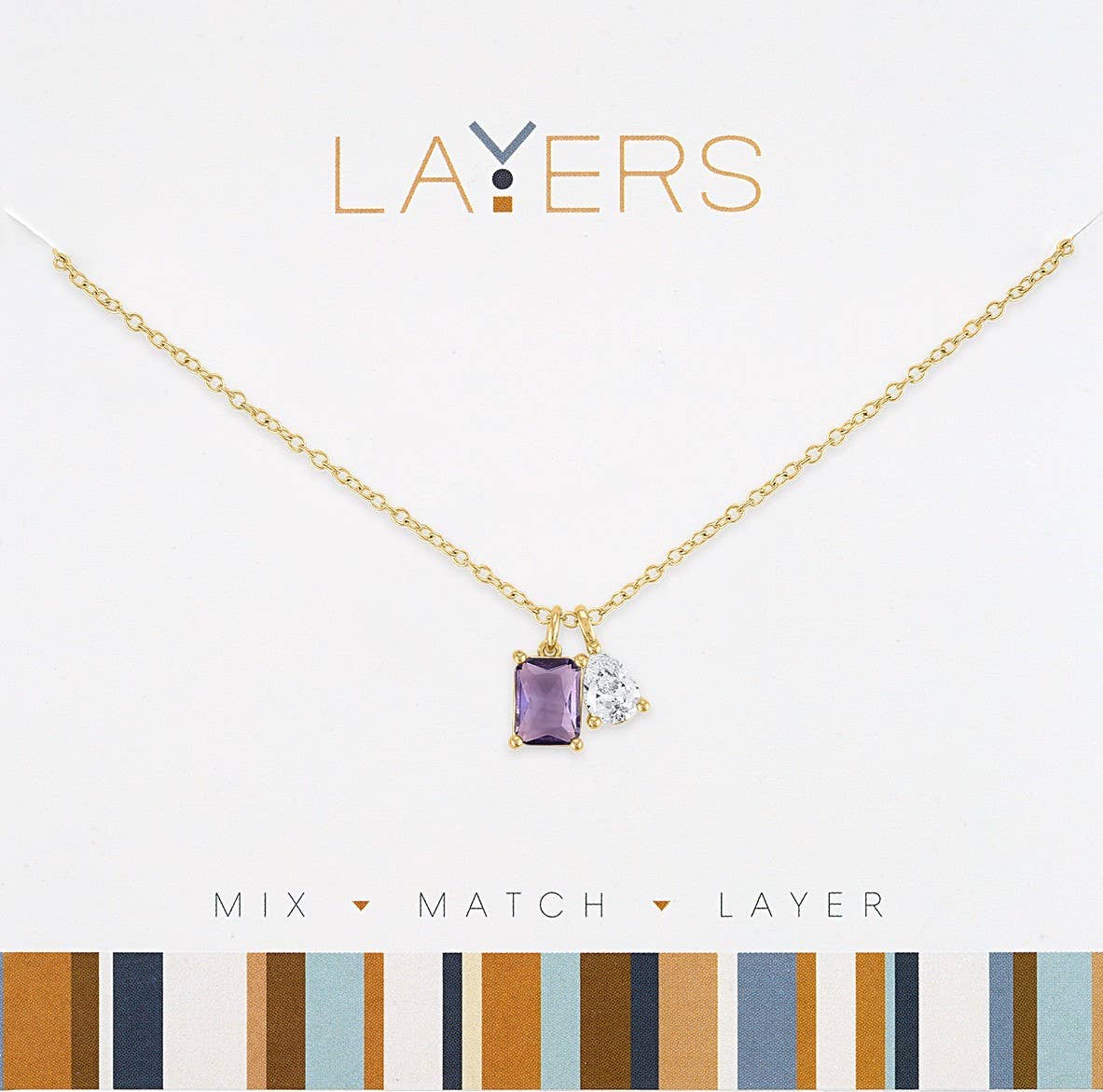 Gold Amethyst & Teardrop Dangle Necklace