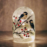 Winter Bird Glass Cloche Luminary
