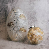 Pinecone Branch Glass Oval Luminary