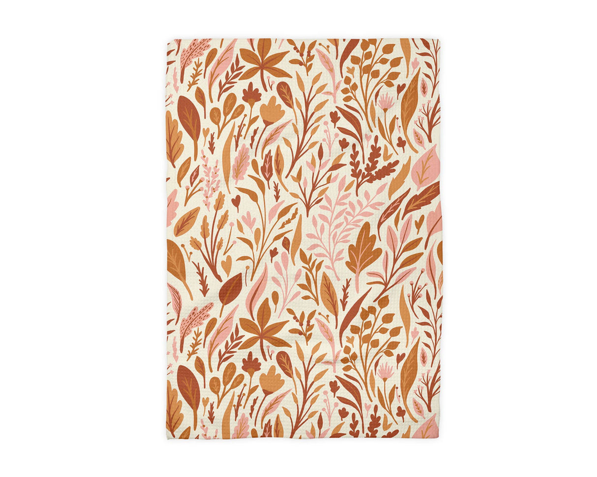 Fall Boho Floral Autumn Leaves Botanic Foliage Kitchen Towel