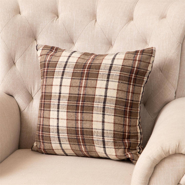 Brown Plaids Reversible Brushed Cotton Pillow home decor accent from Magnolias Home Decor
