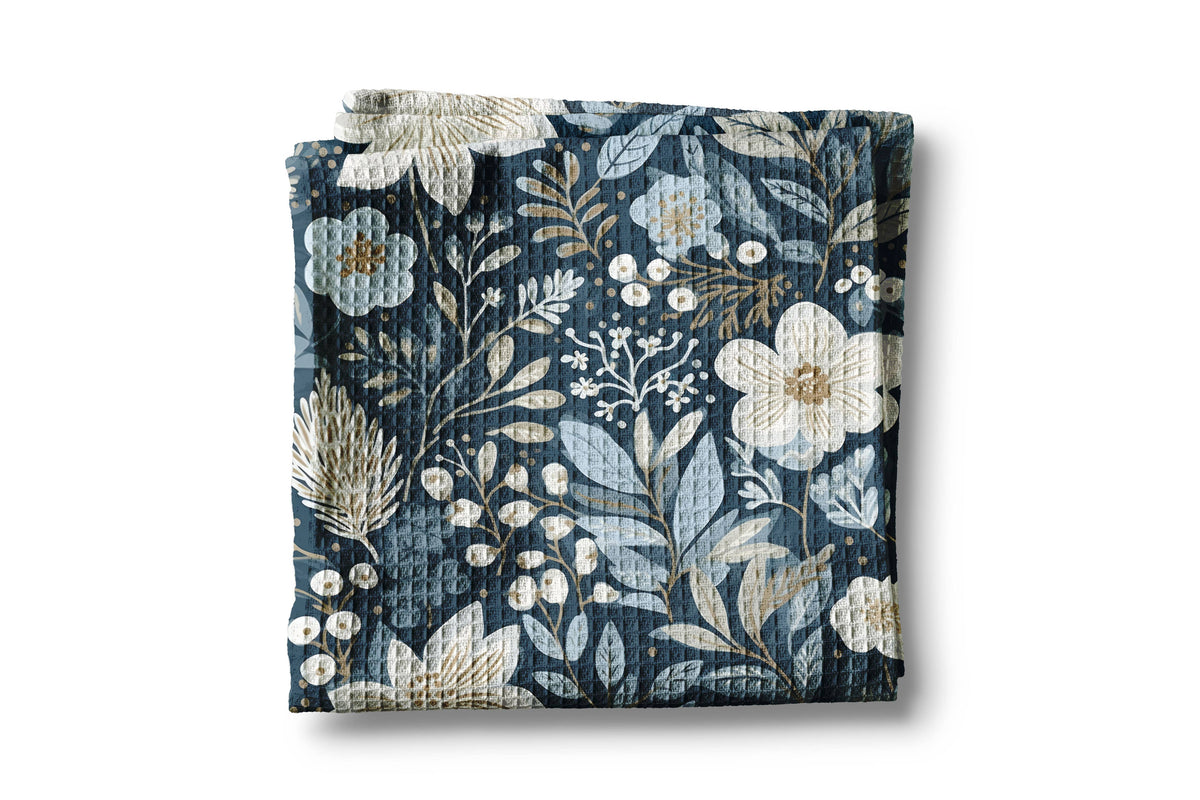 Winter Holiday Floral Waffle Tea Towel