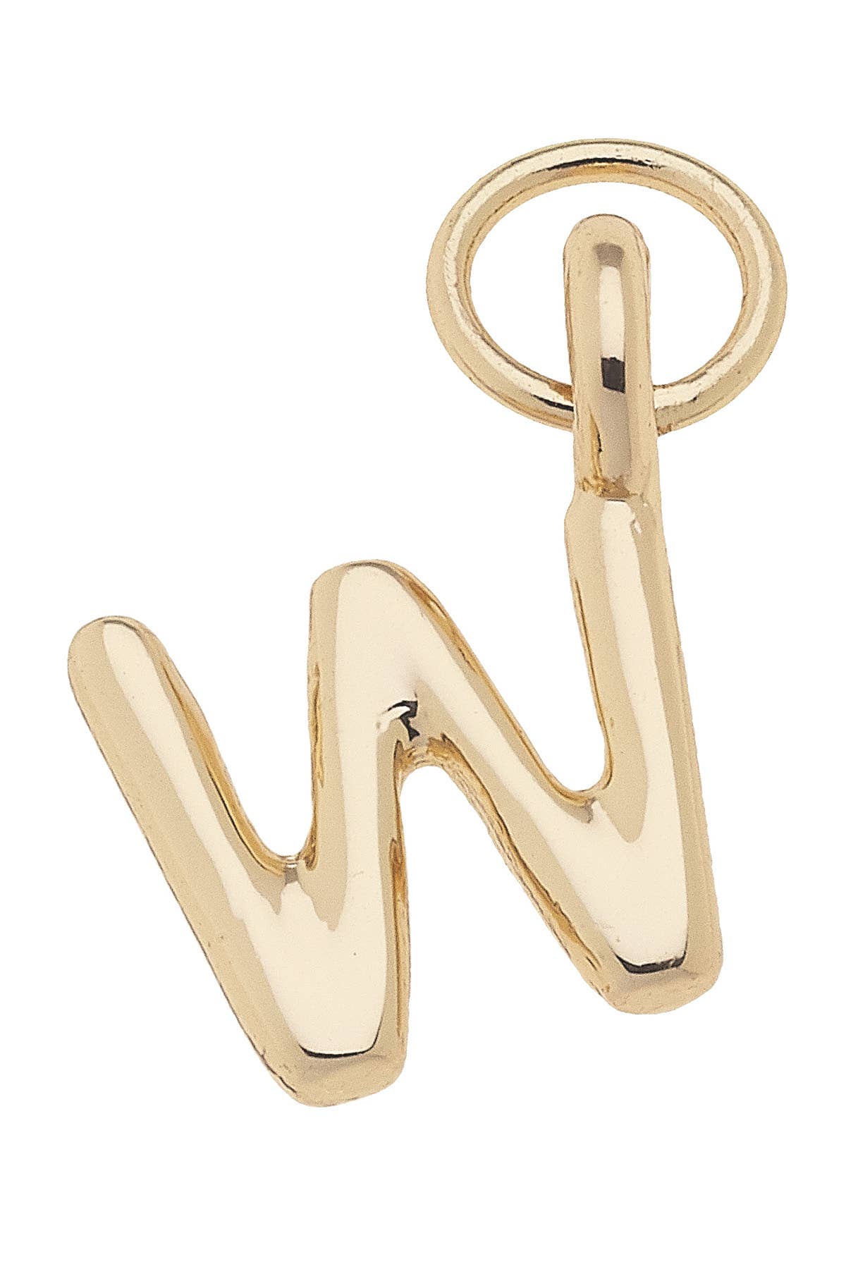 W Mini Initial Charm in Shiny Gold
