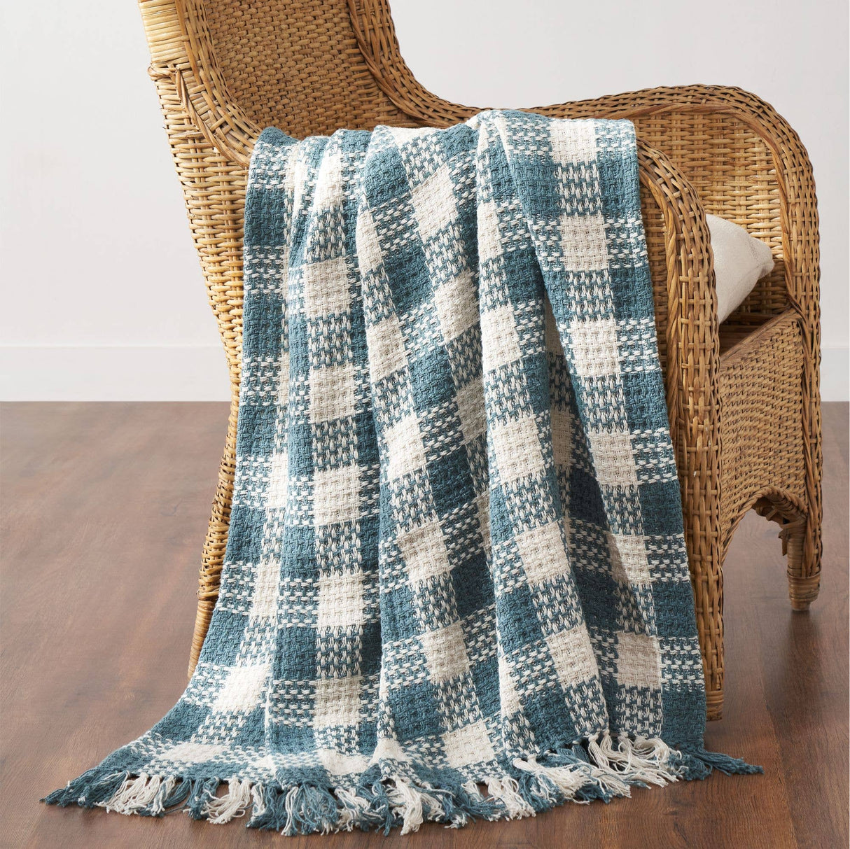 River Blue Heritage Check Throw Blanket