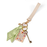 Green Gingham Satin Keychain