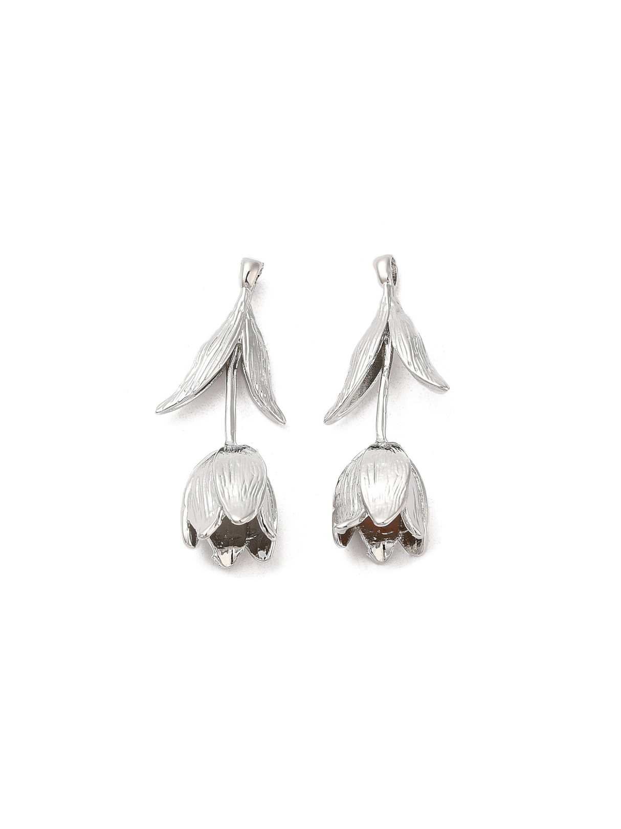 Silver Etched Tulip Charm