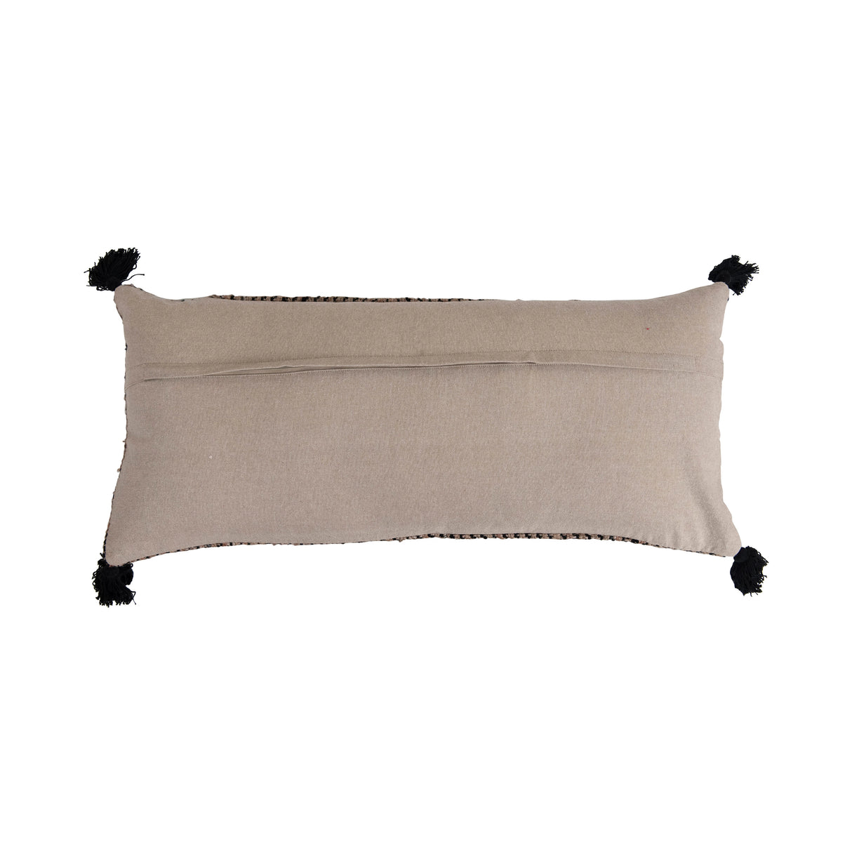 36" Woven Cotton Striped Lumbar Pillow