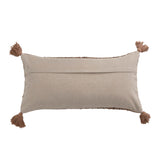 28" Woven Cotton Striped Lumbar Pillow