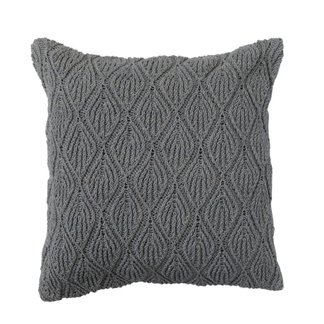 18" Square Woven Cotton Pillow w/ Diamond Pattern, Polyester Fill