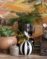 Iridescent Brown Stoneware Organic Shaped Vase