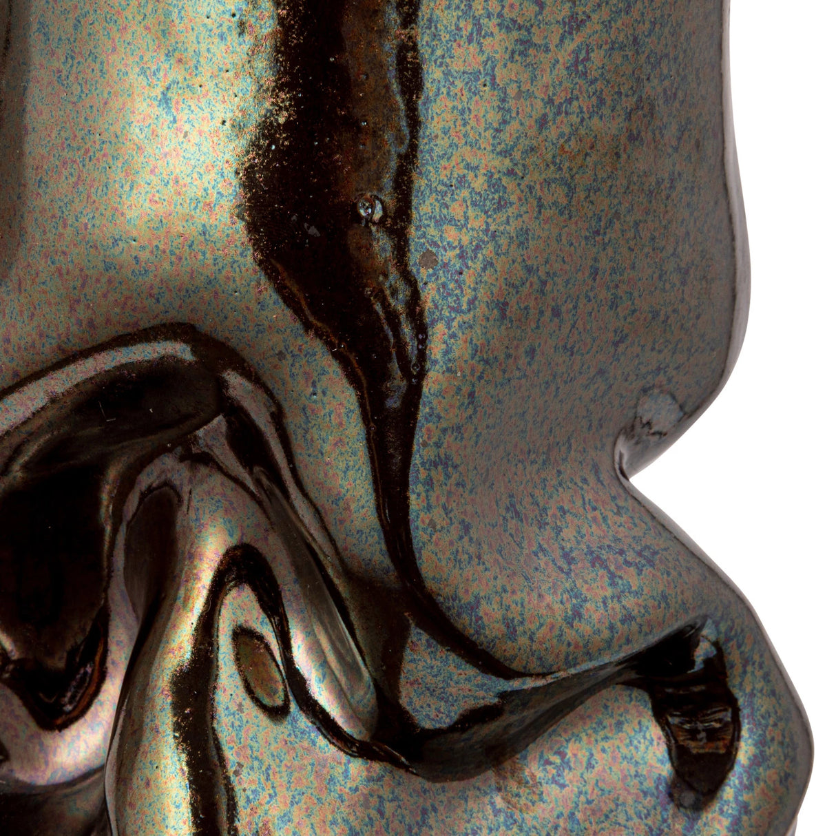 Iridescent Brown Stoneware Organic Shaped Vase