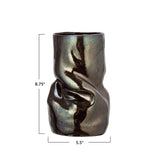 Iridescent Brown Stoneware Organic Shaped Vase