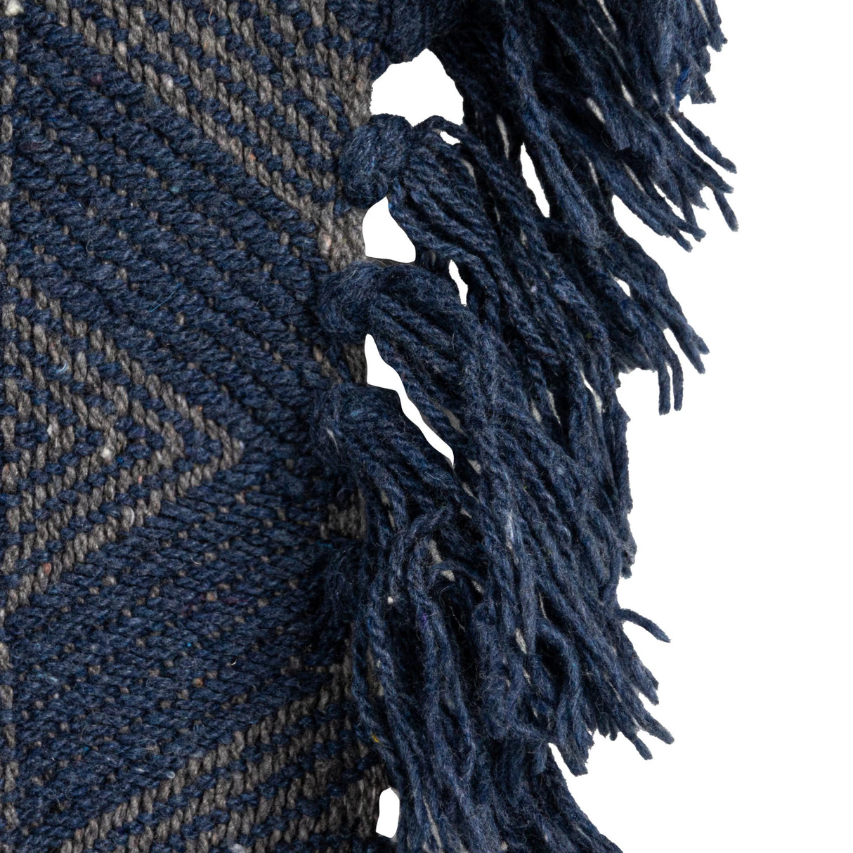 Blue Geometric Woven Cotton Blend Throw