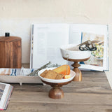 Stoneware & Acacia Serving Dishes - 2 Sizes