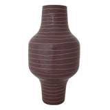 Enameled Metal Indoor/Outdoor Organic Striped Vase, Plum Color