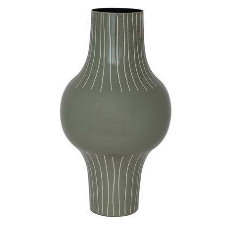 Enameled Metal Indoor/Outdoor Organic Striped Vase, Grey