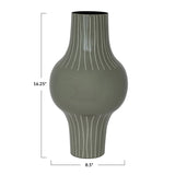 Grey Enameled Metal Indoor/Outdoor Organic Striped Vase