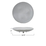 Matte Cream Stoneware Footed Platter