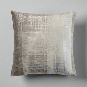 Cotton Velvet Printed Pillow w/ Design & Silver Foil, Natural