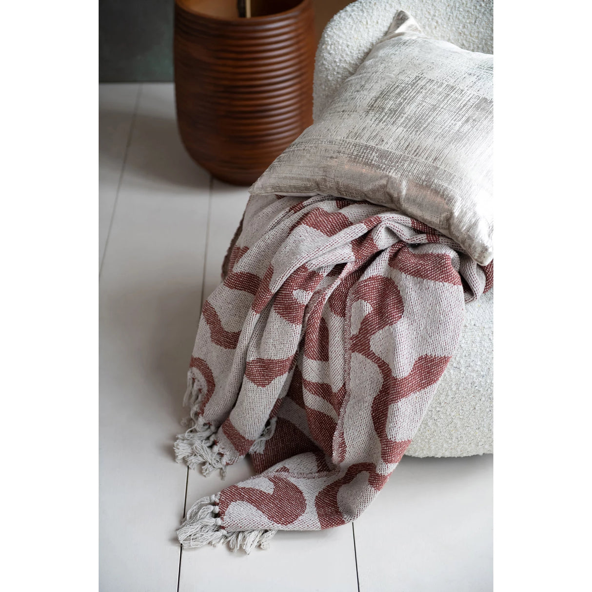 Brown Abstract Jacquard Throw Blanket