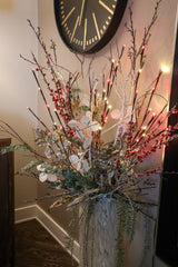 Outdoor Red & White Lighted Branch Set - Plug In