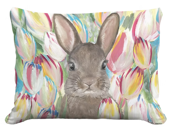 Tulip Bunny Indoor/Outdoor Pillow