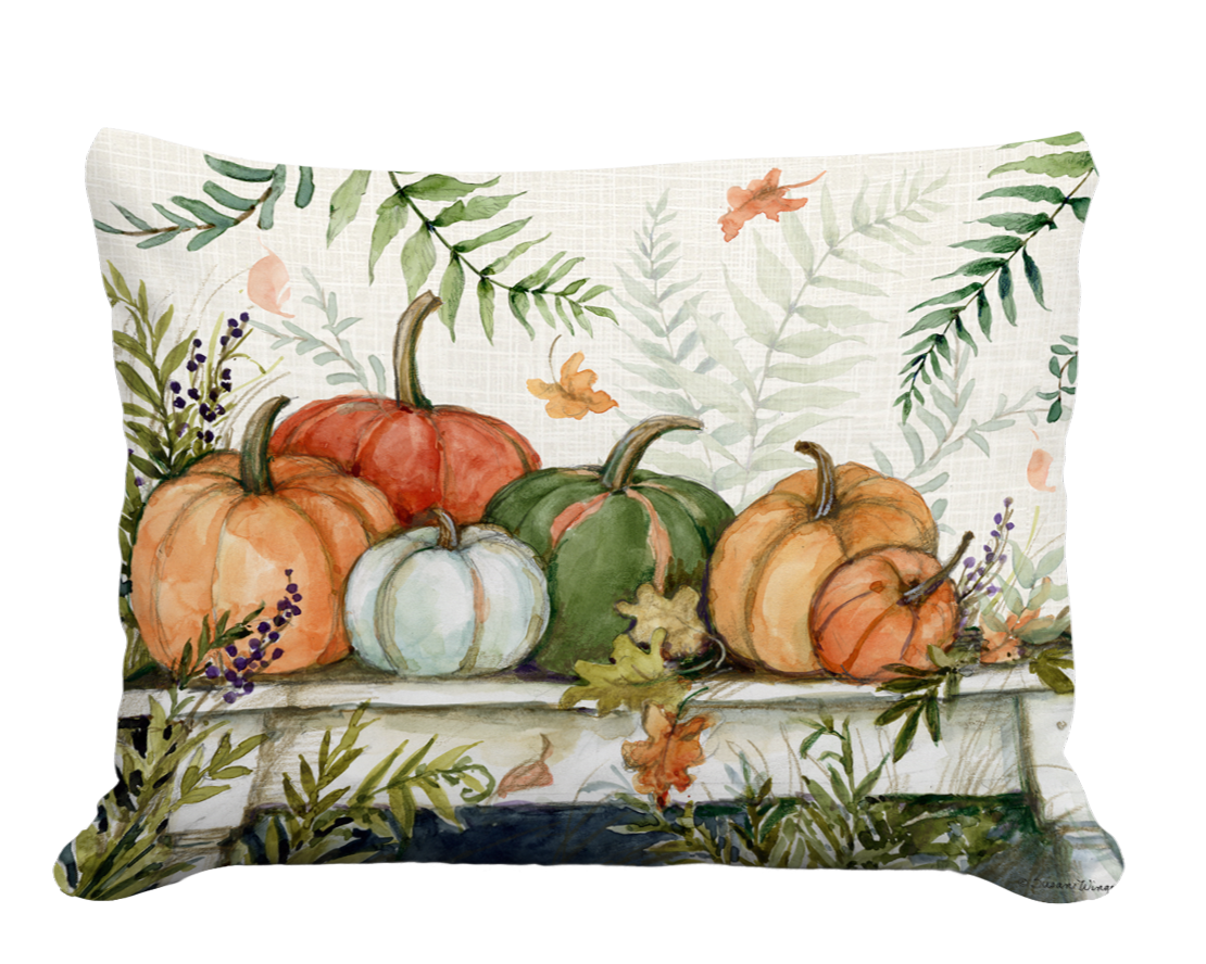 Pumpkin Table and Ferns Indoor/Outdoor Pillow