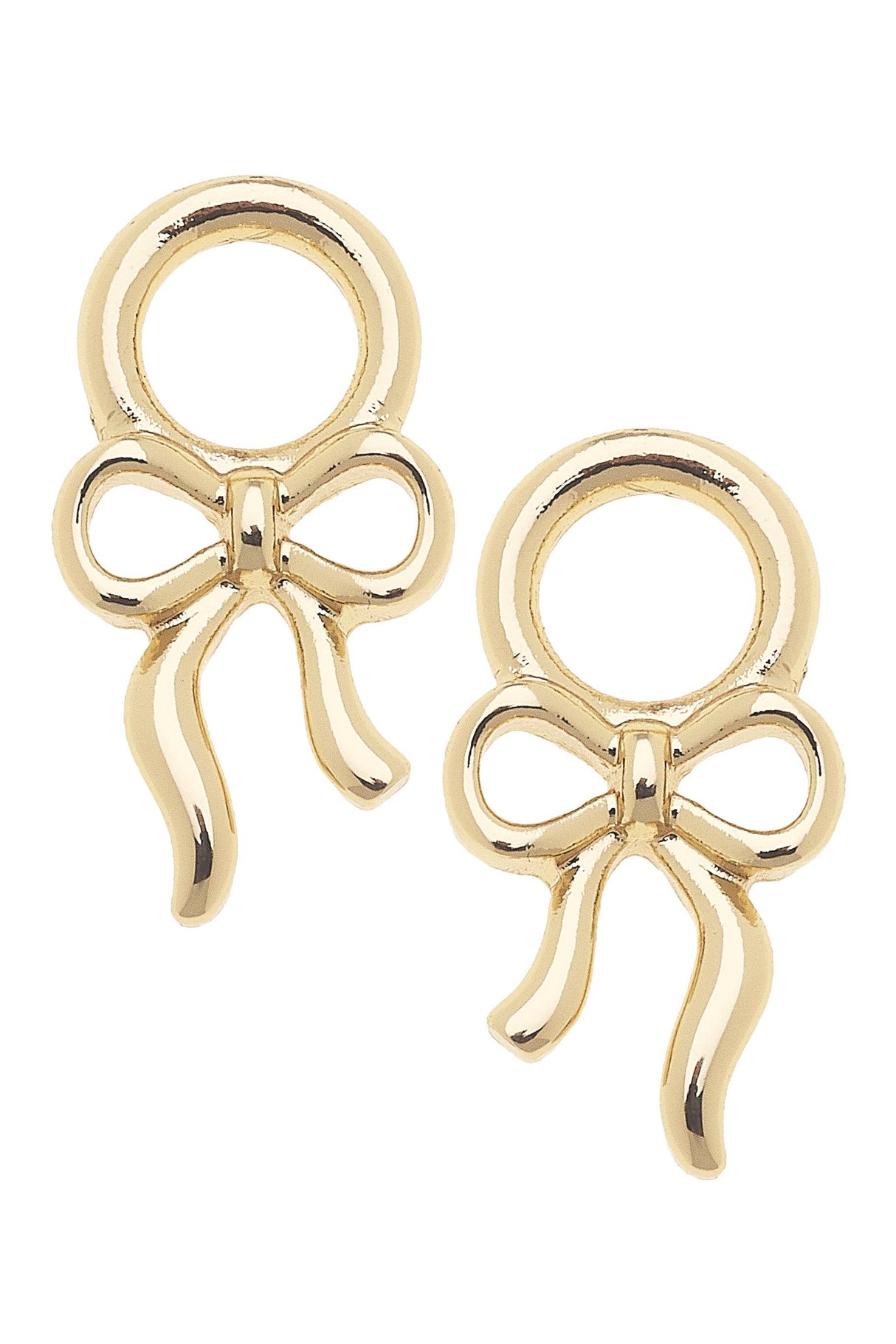 Shiny Gold Tied Bow Huggie Charm