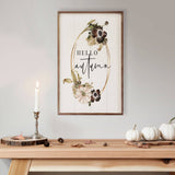 Hello Autumn Wreath White Wood Art