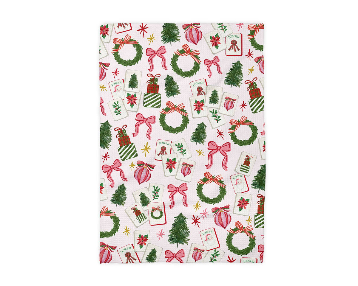 Mahjong Christmas Waffle Tea Towel