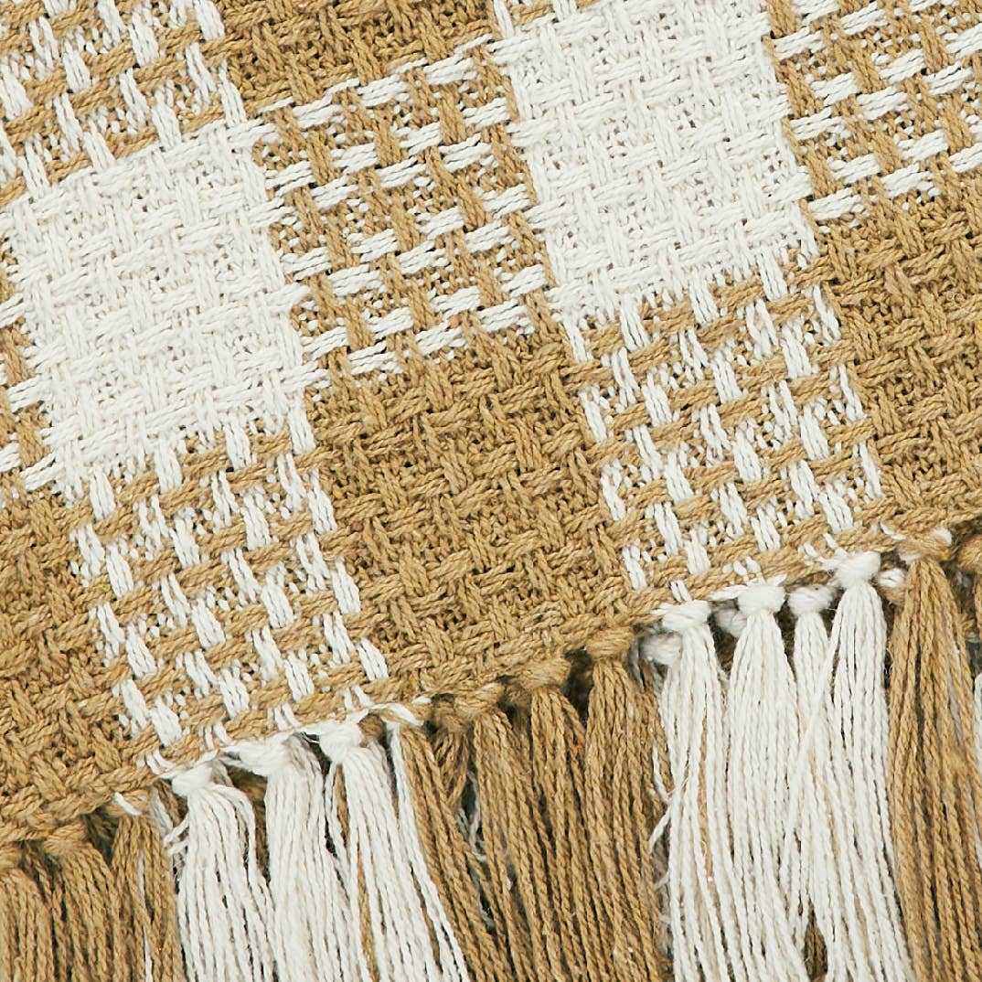 Golden Wheat Heritage Check Throw Blanket