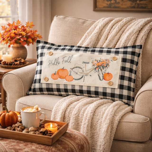Vintage Fall Bike Interchangeable Pillow Panel