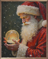 Santa With Snowglobe Wood Art