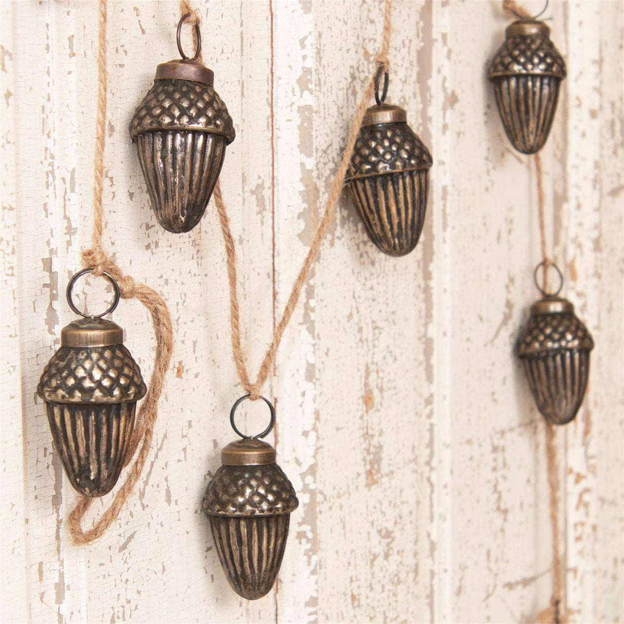 71" Antiqued Glass Acorns Garland for Fall home decor from Magnolias Home Decor
