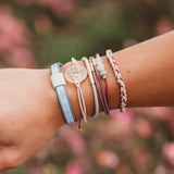 Bloom Maroon & Pink Pressed Flowers Hair Tie Bracelet Set