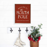 Welcome To The North Pole Red Wood Art