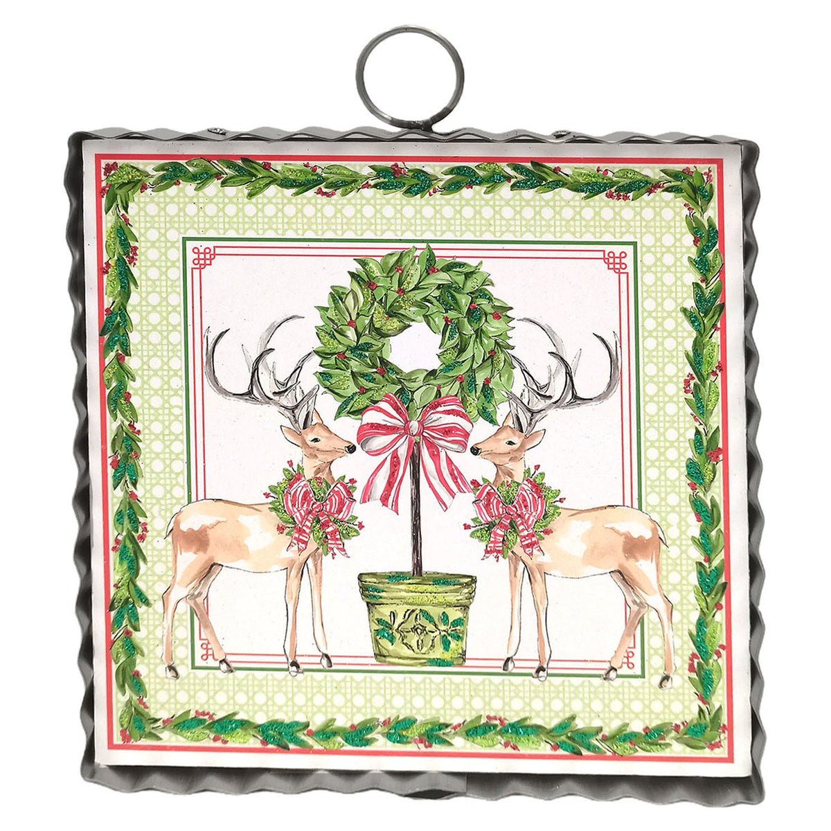 Beck's Traditional Tidings Deer & Topiary Mini Art
