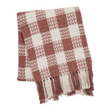 Dusty Rose Heritage Check Throw Blanket with Fringe